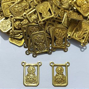ACESSÓRIO NO BRUTO PRONTO PARA O BANHO - (3.2235A2) ESCAPULÁRIO JESUS VAZADO 13X15MM - PESO 0,5GR - COMPOSIÇÃO 100% LATÃO - BRU27013