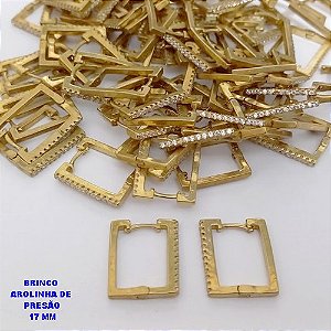 BRINCO NO BRUTO PRONTO PARA O BANHO(CX186) - BASE ARGOLINHA DE PRESSÃO (TRANQUETA)CRAVEJADO COM UMA FILEIRA DE ZIRCONIA 16MM(PESO 2,4GR) - BRU25934