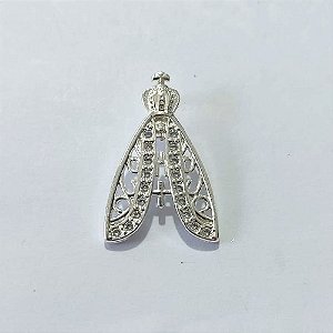 PINGENTE FOLHEADO A PRATA COM 50 MILÉSIMOS + VERNIZ DIAMOND - PINGENTE NOSSA SENHORA APARECIDA COM MICRO ZIRCÔNIAS 16MM - PRA1126