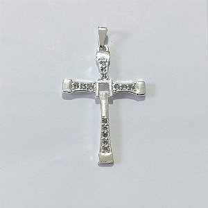 PINGENTE FOLHEADO A PRATA COM 50 MILÉSIMOS + VERNIZ DIAMOND - PINGENTE CRUCIFIXO 28X40MM - PRA1128
