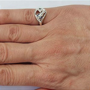 ANEL FOLHEADO A PRATA COM 50 MILÉSIMOS + VERNIZ DIAMOND - ANEL NOSSA SENHORA APARECIDA COM MICRO ZIRCÕNIAS TAMANHO 14 - PRA1139