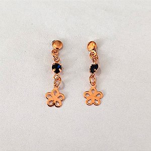 BRINCO NO BRUTO PRONTO PARA O BANHO - BRINCO DE PINO COM ZIRCÔNIA NEGRA E FLOR 20MM - PESO 0,8GR - COMPOSIÇÃO: LATÃO / ZIRCÔNIA - BRU27026