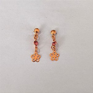 BRINCO NO BRUTO PRONTO PARA O BANHO - BRINCO DE PINO COM ZIRCÔNIA VERMELHAA E FLOR 20MM - PESO 0,8GR - COMPOSIÇÃO: LATÃO / ZIRCÔNIA - BRU27027