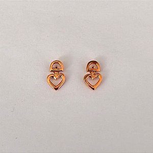 BRINCO NO BRUTO PRONTO PARA O BANHO(CX47) - BRINCO DE PINO COM BASE VAZADA E CORAÇÃO 13MM - PESO 1,1GR - BRU27045