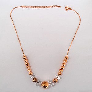 GARGANTILHA NO BRUTO PRONTA PARA O BANHO(CX47) - GARGANTILHA COM ESFERAS - 32CM + EXTENSOR - PESO 7,5GR - BRU27048