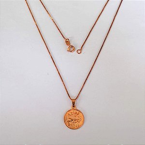 GARGANTILHA NO BRUTO PRONTA PARA O BANHO(CX47) - GARGANTILHA COM PINGENTE SIGNO ARIES - 50CM - PESO 4,3GR - BRU27049