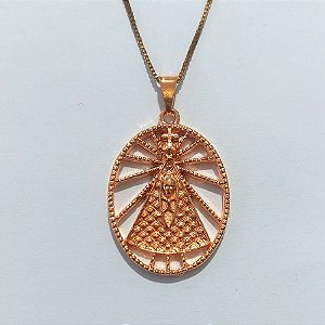 GARGANTILHA NO BRUTO PRONTA PARA O BANHO(CX152) - GARGANTILHA 45CM COM PINGENTE NOSSA SRA APARECIDA 28MM - PESO 7,6GR - BRU27056
