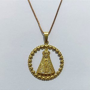 GARGANTILHA NO BRUTO PRONTA PARA O BANHO(CX152) - GARGANTILHA 45CM COM PINGENTE NOSSA SRA APARECIDA 25MM - PESO 4,5GR - BRU27057
