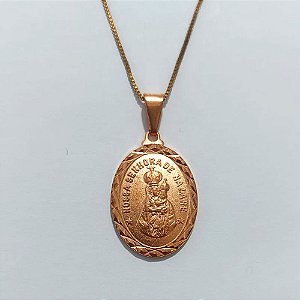 GARGANTILHA NO BRUTO PRONTA PARA O BANHO(CX152) - GARGANTILHA 45CM COM PINGENTE NOSSA SRA DE NAZARÉ 24MM - PESO 6,6GR - BRU27058