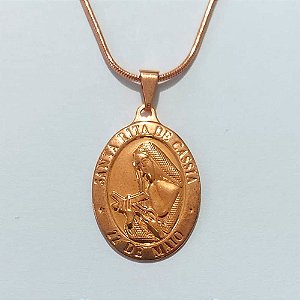 GARGANTILHA NO BRUTO PRONTA PARA O BANHO(CX152) - GARGANTILHA 45CM COM PINGENTE SANTA RITA DE CÁSSIA 23MM - PESO 5,8GR - BRU27061