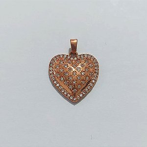 PINGENTE NO BRUTO PRONTO PARA O BANHO(CX152) - PINGENTE CORAÇÃO CRAVEJADO EM ZIRCÔNIAS 20MM - PESO 2,9GR - BRU27079