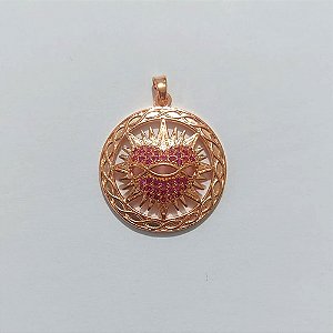 PINGENTE NO BRUTO PRONTO PARA O BANHO(CX122) - PINGENTE CORAÇÃO CRAVEJADO EM ZIRCÔNIAS 25MM - PESO 4,2GR - BRU27080