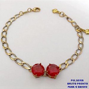 PULSEIRA NO BRUTO PRONTO PARA O BANHO -(CX186) PULSEIRA COM DUAS PEDRA DE ZIRCONIA 10X10MM 18CM (PESO 7.7GR - BRU25965