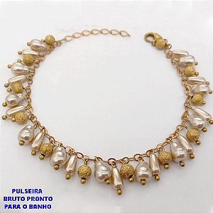 PULSEIRA NO BRUTO PRONTO PARA O BANHO -(CX187) PULSEIRA COM PEROLAS CASTROADAS- 18CM (PESO 8.5GR - BRU25973