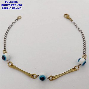 PULSEIRA NO BRUTO PRONTO PARA O BANHO -(CX187) PULSEIRA SIMPLES E DELICADA COM OLHO GREGO- 18CM (PESO 1.7GR - BRU25976