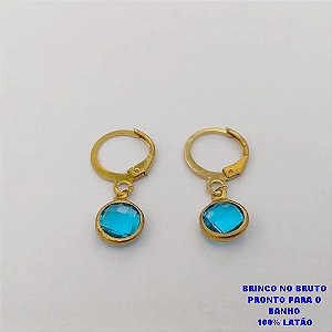 BRINCO NO BRUTO PRONTO PARA O BANHO -(CX187) BRINCO COM ARGOLINHA DE PRESSÃO(TRANQUETA) COM CRISTAL DE 8MM (PESO 1.4GR - BRU25979