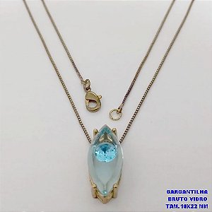 GARGANTILHA NO BRUTO PRONTO PARA O BANHO(CX187) COM CORRENTE VENEZIANA DE 45CM COM PINGENTE 10X22MM BASE EM ALTA FUSÃO (VIDRO)-( PESO 4.8GR - BRU25987