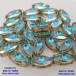 PINGENTE NO BRUTO PRONTO PARA O BANHO(CX187) COM PINGENTE 10X22MM BASE EM ALTA FUSÃO (VIDRO)-( PESO 2,8GR - BRU25988