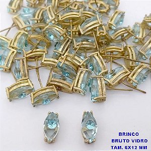 BRINCO NO BRUTO PRONTO PARA O BANHO(CX187) BRINCO DE PINO COM PINGENTE 6X12MM BASE EM ALTA FUSÃO (VIDRO)-( PESO 1,8GR - BRU25989