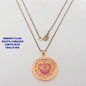 GARGANTILHA NO BRUTO PRONTO PARA O BANHO(CX187) GARGANTILHA CORRENTE VENEZIANA DE 45CM PINGENTE 25MM BASE EM ALTA FUSÃO (CRAVEJADO)-( PESO 5.7GR - BRU25990