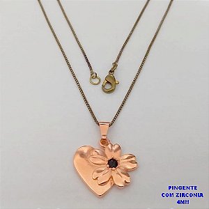 GARGANTILHA NO BRUTO PRONTO PARA O BANHO(CX188)(CRIS) COM CORRENTE VENEZIANA DE 45CM PINGENTE COM ZIRCONIA DE 4MMCOM ZIRCONIA NEGRA( PESO 1.8GR -BRU26004
