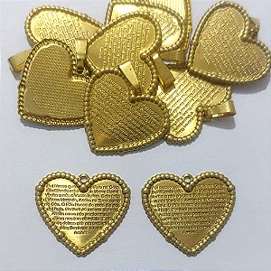 ACESSÓRIO NO BRUTO PRONTO PARA O BANHO - (855) (CX.71) CORAÇÃO COM TERÇO ORAÇÃO PAI NOSSO 20MM - PESO 1,9GR - COMPOSIÇÃO 100% LATÃO - BRU27128