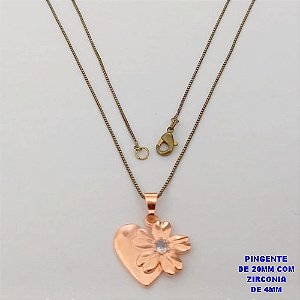 GARGANTILHA NO BRUTO PRONTO PARA O BANHO(CX188)(CRIS) COM CORRENTE VENEZIANA DE 45CM PINGENTE COM ZIRCONIA DE 4MMCOM ZIRCONIA CRISTAL( PESO 1.8GR -BRU26009