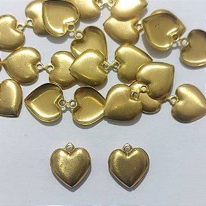 ACESSÓRIO NO BRUTO PRONTO PARA O BANHO - (821) (CX.71) CORAÇÃO DUPLO 10MM - PESO 0,6GR - COMPOSIÇÃO 100% LATÃO - BRU27132