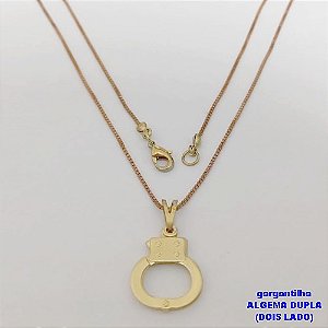 GARGANTILHA NO BRUTO PRONTO PARA O BANHO(CX188)(3.266) COM CORRENTE VENEZIANA DE 45CMACESSORIO ALGEMA DUPLA(dois lado)VENDIDA POR UNIDADE( PESO 1,9GR -BRU26013