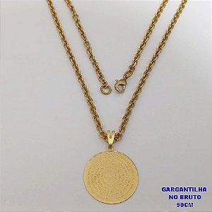 GARGANTILHA NO BRUTO PRONTO PARA O BANHO(CX188)GARGANTILHA CORRENTE CARTIER CURTA CD100 COM MEDALHA ORAÇÃO DO PAI NOSSO 25MM( PESO 14.9GR -BRU26042