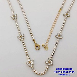 GARGANTILHA NO BRUTO PRONTO PARA O BANHO (CX189) -GARGANTILHA TODA CRAVEJADA EM ZIRCONIA CRISTAL TAMANHO 45CM+EXTENSOR / PESO TOTAL 9.2GR - BRU26053