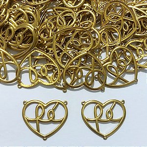 ACESSÓRIO NO BRUTO RONTO PARA O BANHO - (875) CORAÇÃO FÉ COM 3 ARGOLAS 20MM - PESO 1GR - COMPOSIÇÃO 100% LATÃO - BRU27142