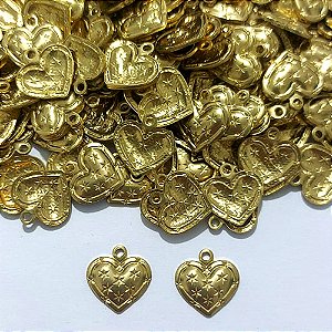 ACESSÓRIO NO BRUTO PRONTO PARA O BANHO - (3780) CORAÇÃO COM ESTRELAS 12MM - PESO 0,6GR - COMPOSIÇÃO 100% LATÃO - BRU27151
