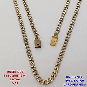CORRENTE NO BRUTO PRONTO PARA O BANHO(CX189) -CORRENTE 100% LATÃO -TAMANHO 50CM -LARGURA 4MM- PESO TOTAL 12GR - BRU26070