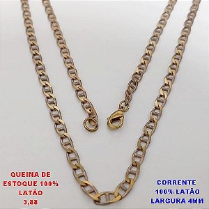 CORRENTE NO BRUTO PRONTO PARA O BANHO(CX189) -CORRENTE 100% LATÃO -TAMANHO 50CM -LARGURA 4MM- PESO TOTAL 12GR - BRU26071