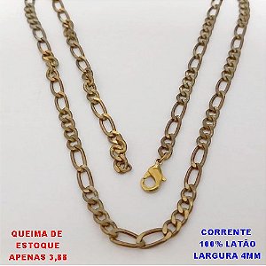 CORRENTE NO BRUTO PRONTO PARA O BANHO(CX189) -CORRENTE 100% LATÃO -TAMANHO 50CM -LARGURA 4.5MM- PESO TOTAL 14.8GR - BRU26072