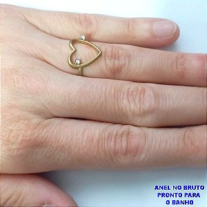 ANEL NO BRUTO PRONTO PARA O BANHO(CX190) - CORAÇÃO COM MICRO ZIRCÔNIAS 16MM - PESO DO ANEL 2,0GR - ANEL000649