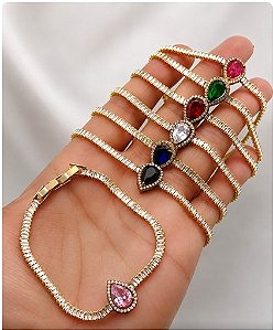 PULSEIRA NO BRUTO PRONTO PARA O BANHO(CX189)PULSEIRA COM CONECTOR EM ALTA FUSÃO(TAMANHO 18CM) TODA CRAVEJADA EM ZIRCONIAS - PESO 6.8GR - BRU26084