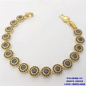 PULSEIRA NO BRUTO PRONTO PARA O BANHO(CX189)PULSEIRA CRAVEJADO EM MICRO ZIRCONIAS TAMANHO18CM (PESO 16.9GR) BRU26085