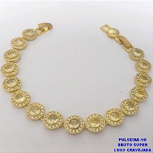 PULSEIRA NO BRUTO PRONTO PARA O BANHO(CX189)PULSEIRA CRAVEJADO EM MICRO ZIRCONIAS TAMANHO18CM (PESO 16.9GR) BRU26088