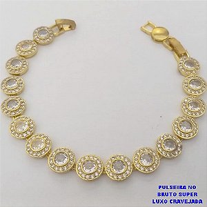 PULSEIRA NO BRUTO PRONTO PARA O BANHO(CX189)PULSEIRA CRAVEJADO EM MICRO ZIRCONIAS TAMANHO18CM (PESO 16.9GR) BRU26089