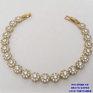 PULSEIRA NO BRUTO PRONTO PARA O BANHO(CX189)PULSEIRA CRAVEJADO EM MICRO ZIRCONIAS TAMANHO18CM (PESO 16.9GR) BRU26090