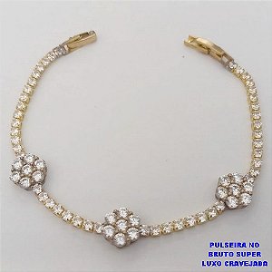 PULSEIRA NO BRUTO PRONTO PARA O BANHO(CX189)PULSEIRA CRAVEJADO EM MICRO ZIRCONIAS TAMANHO18CM (PESO 6GR) BRU26091