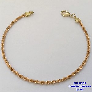 PULSEIRA NO BRUTO PRONTO PARA O BANHO(CX189)PULSEIRA CORDÃO BAIANO DE 2,5MM - TAMANHO18CM (PESO 3.5GR) BRU26093