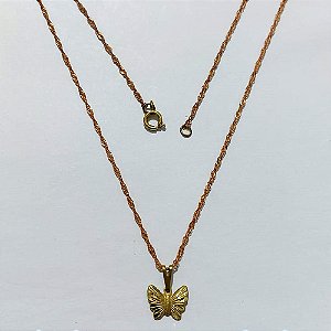GARGANTILHA NO BRUTO PRONTA PARA O BANHO(CX192) - GARGANTILHA CORRENTE SINGAPURA COM PINGENTE BORBOLETA 12MM - PESO 1,6GR - COMPOSIÇÃO: 100% LATÃO - BRU27176