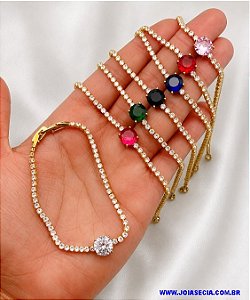 PULSEIRA NO BRUTO PRONTO PARA O BANHO(CX190)PULSEIRA TODA EM ZIRCONIA COM UMA PEDRA DE 8MM/ TAMANHO 18CM-PESO 4.9GR - COM FECHO DE TRAVA BRU26710