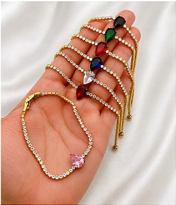 PULSEIRA NO BRUTO PRONTO PARA O BANHO(CX190)PULSEIRA TODA EM ZIRCONIA COM UMA PEDRA DE 8MM/ TAMANHO 18CM-PESO 4.9GR - COM FECHO DE TRAVA BRU26712