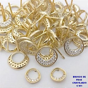 BRINCO NO BRUTO PRONTO PARA O BANHO(CX190)BRINCO DE PINO CRAVEJADO DE 6MM PESO 0,04GR - BRU26716