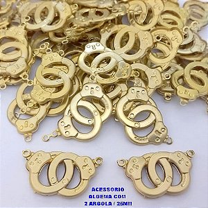 ACESSÓRIO NO BRUTO PRONTO PARA O BANHO - (456) (CX190) Algema Dupla Vaz 25mm com duas arolinha - PESO 2,5GR - COMPOSIÇÃO 100% LATÃO (VENDIDA POR UNIDADE) - BRU26723
