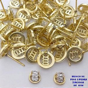 BRINCO NO BRUTO PRONTO PARA O BANHO -(CX190) BRINCO DE PINO COM PEDRA DE ZIRCONIA"(TAMANHO 6MM)"- PESO 0,07GR - COMPOSIÇÃO 100% LATÃO/ZIRCONIA - BRU26764